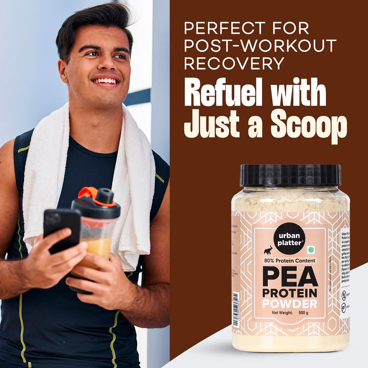 Urban Platter Pea Protein Concentrate Powder, 500g [Unflavoured | Unsweetened | Add to beverages, baked goods, desserts, savoury foods]