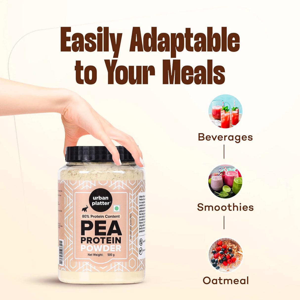 Urban Platter Pea Protein Concentrate Powder, 500g [Unflavoured | Unsweetened | Add to beverages, baked goods, desserts, savoury foods]