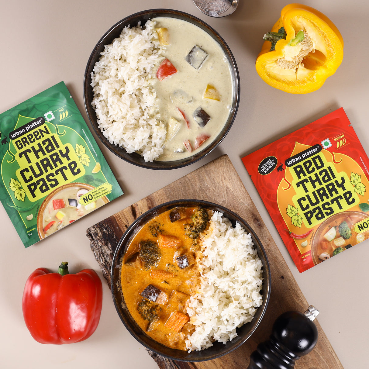 Urban Platter Green Thai Curry Paste, 50g (Plant-Based | Mildly Spicy | Serves 2-3 | Free from Preservatives, Colours, Flavours)