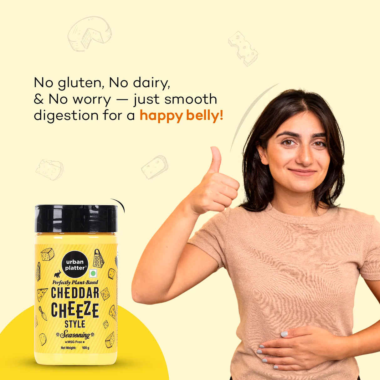 Urban Platter Cheddar Cheese Style Seasoning, 100g (Perfectly Plant-based | Ideal for Pop Corn, Fries, Pasta, and more)