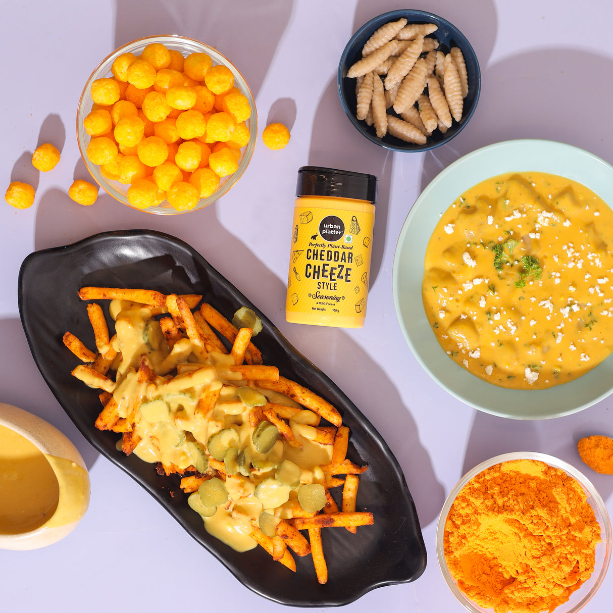 Urban Platter Cheddar Cheese Style Seasoning, 100g (Perfectly Plant-based | Ideal for Pop Corn, Fries, Pasta, and more)