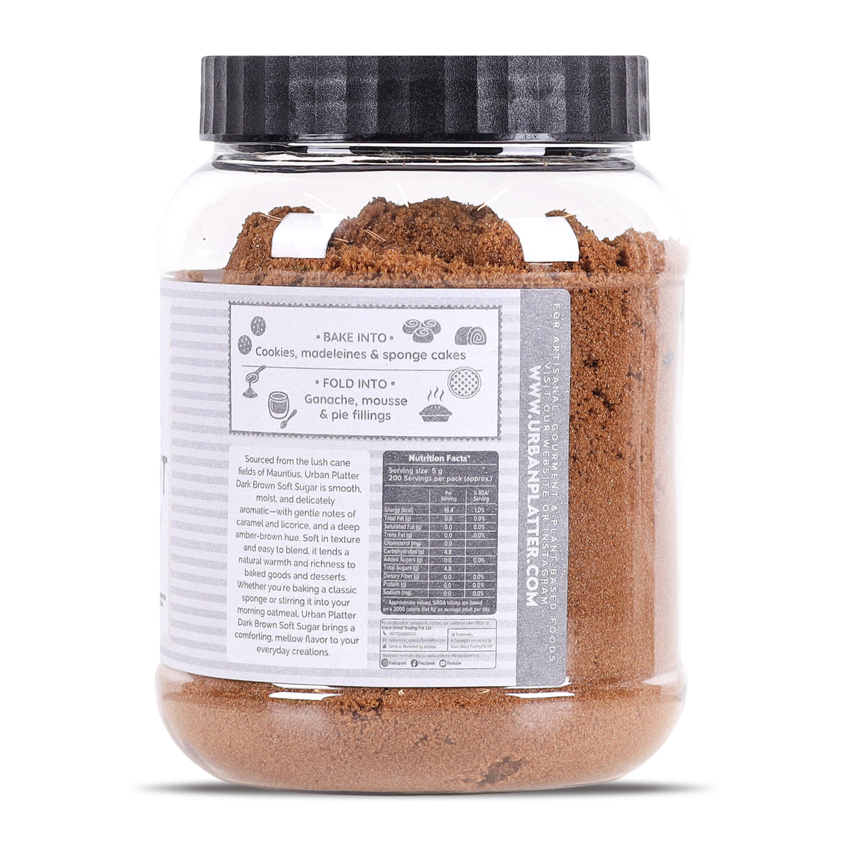 Urban Platter Mauritian Dark Brown Soft Sugar, 1kg (Moist & Caramel-like | Ideal for Cookies, Cakes & Sauces)