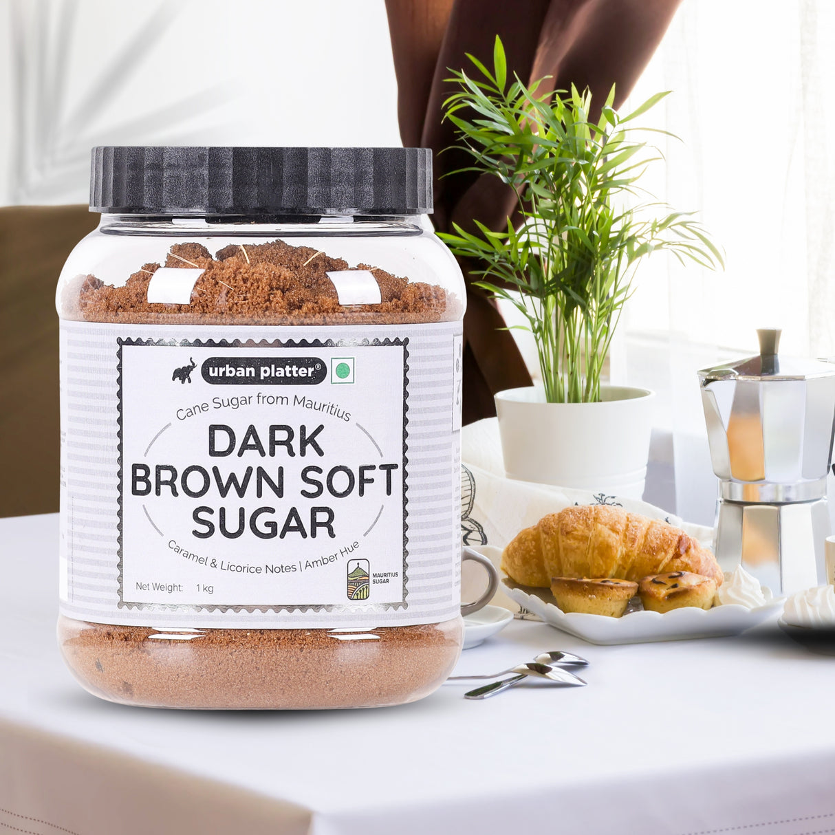 Urban Platter Mauritian Dark Brown Soft Sugar, 1kg (Moist & Caramel-like | Ideal for Cookies, Cakes & Sauces)