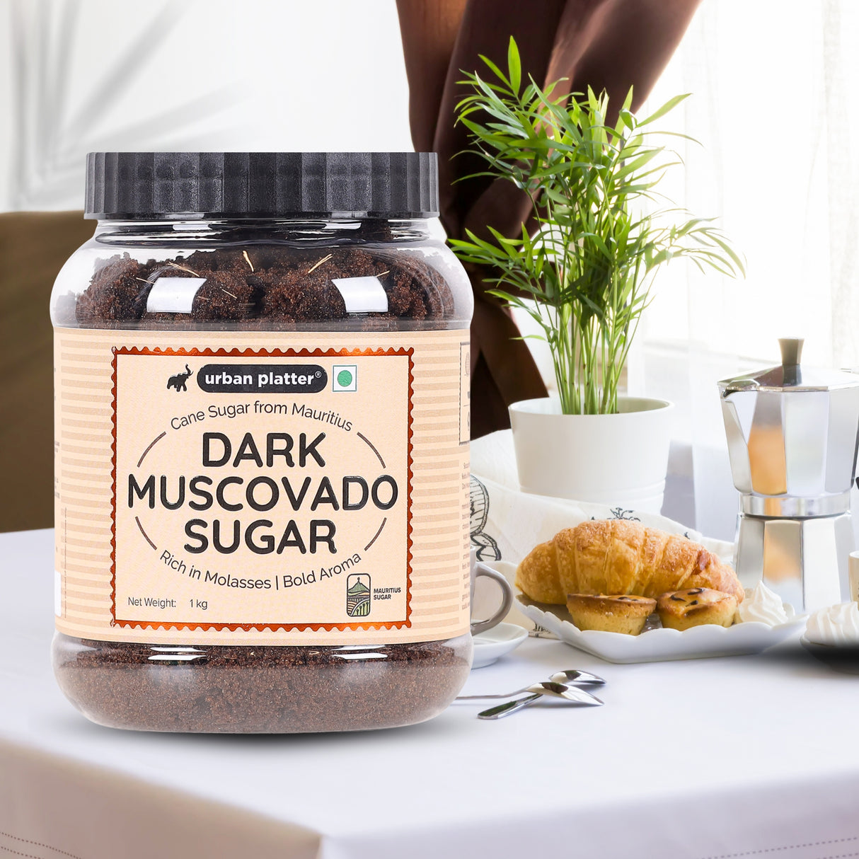 Urban Platter Mauritian Dark Muscovado Sugar, 1kg (Rich & Intense | Perfect for indulgent Baking & Desserts)