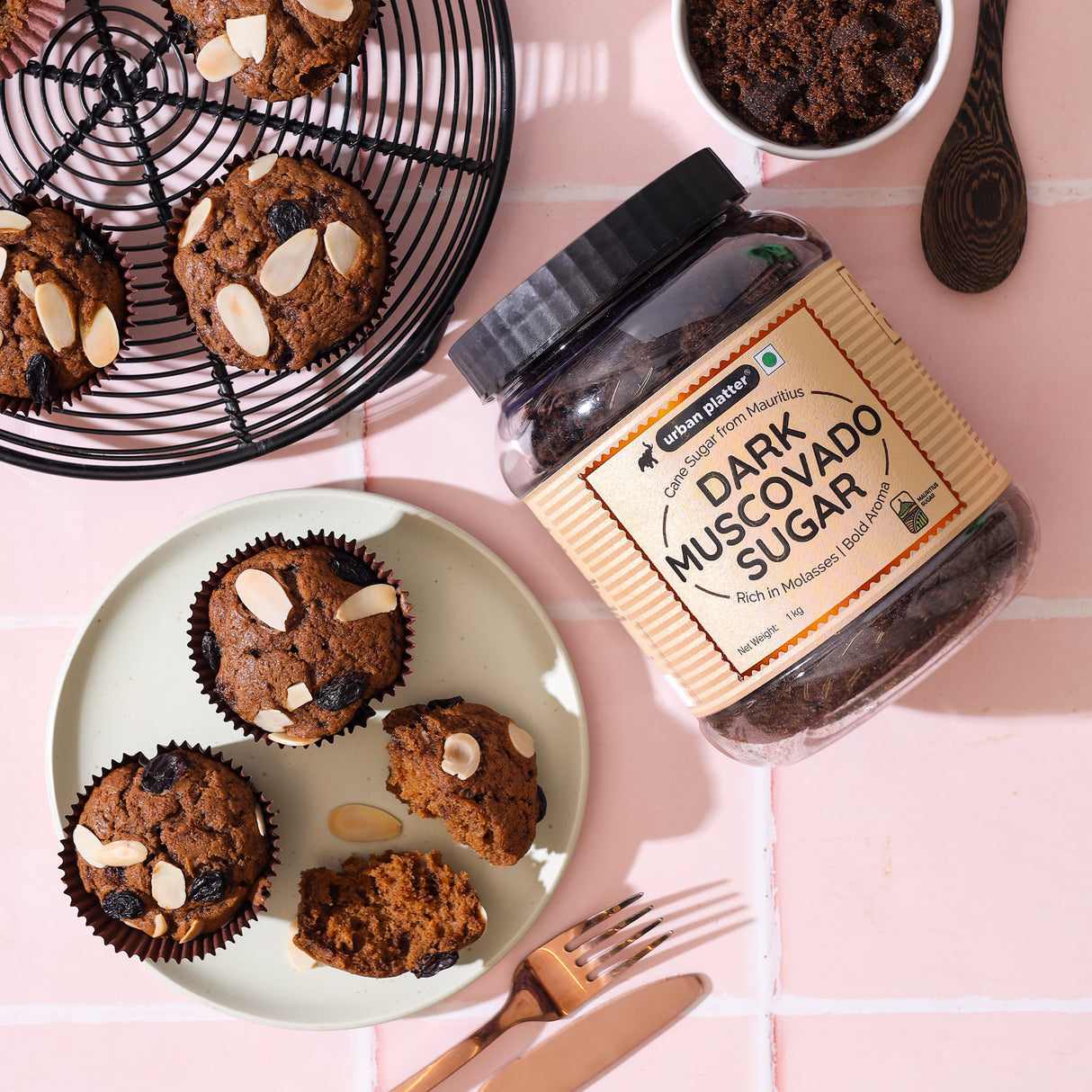 Urban Platter Mauritian Dark Muscovado Sugar, 1kg (Rich & Intense | Perfect for indulgent Baking & Desserts)