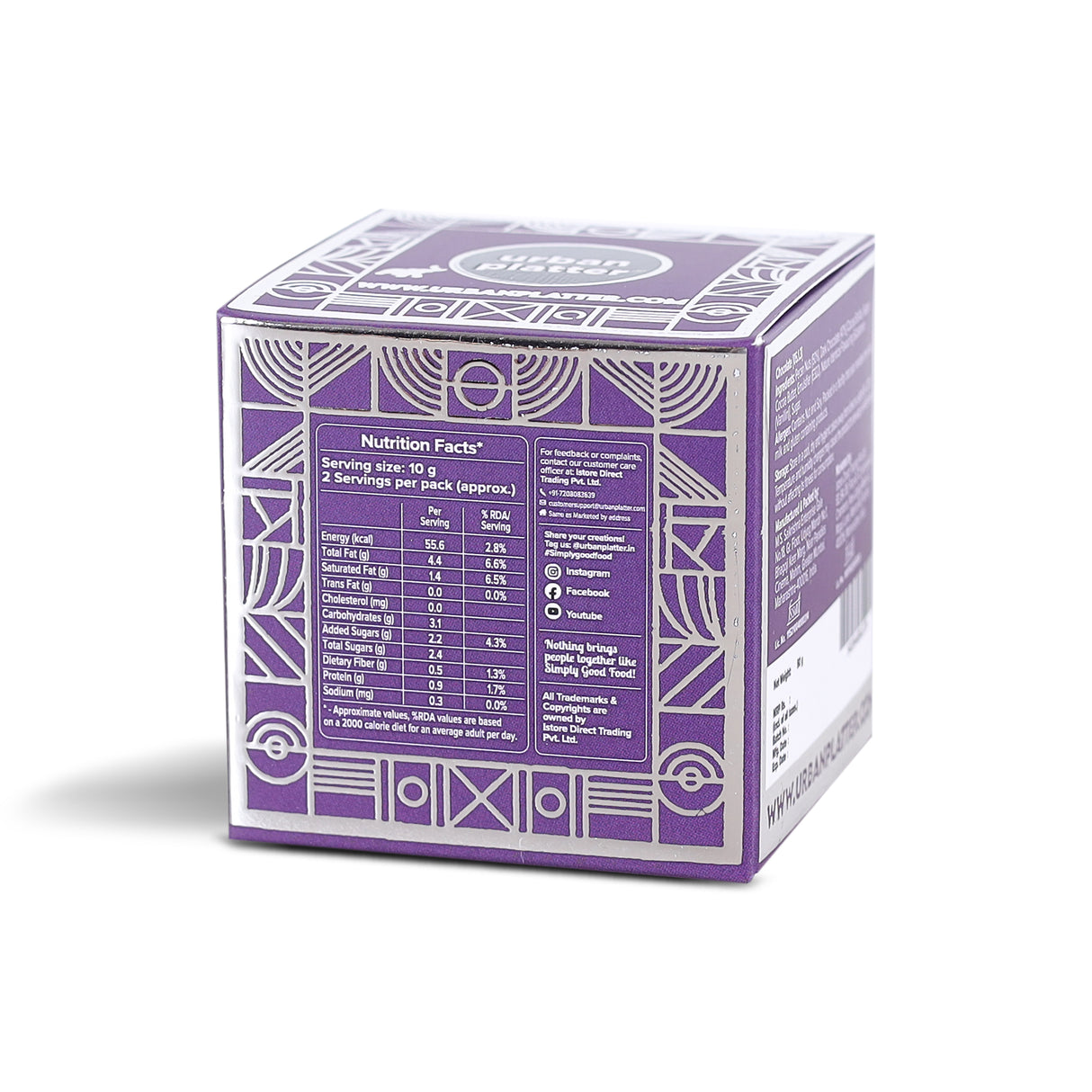 Urban Platter Chocolate Coated Pecan Nuts, 50g (58% Belgian Dark Chocolate | Handcrafted & Artisanal | Perfectly Plant-Based)