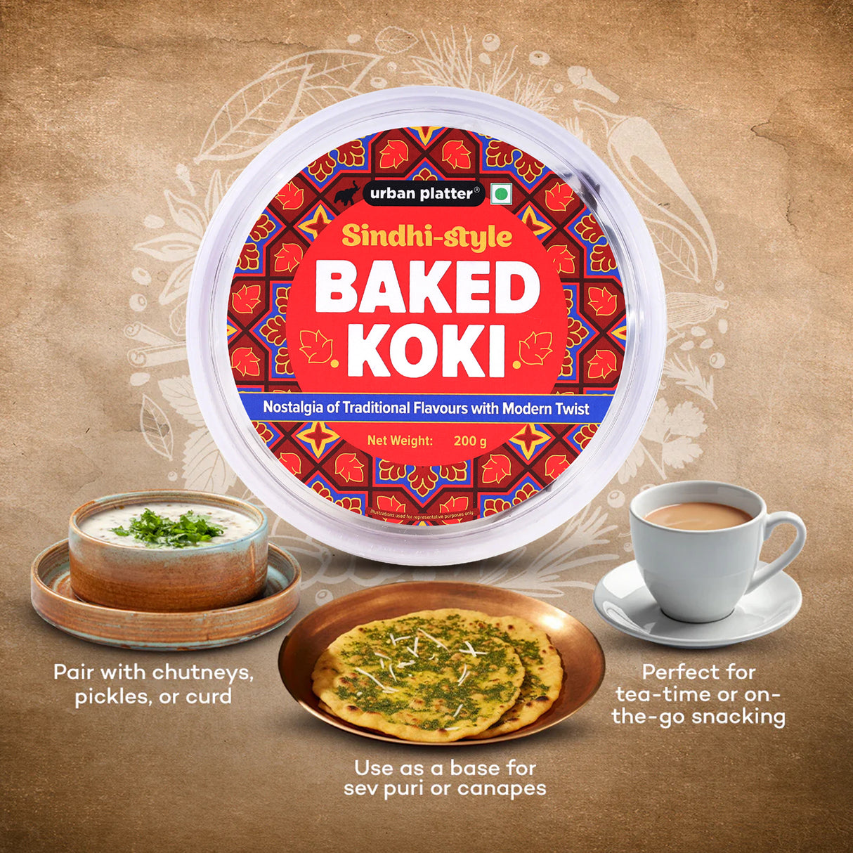 Urban Platter Baked Koki, 200g (Wheat Free, Traditional Sindhi Style Snack)