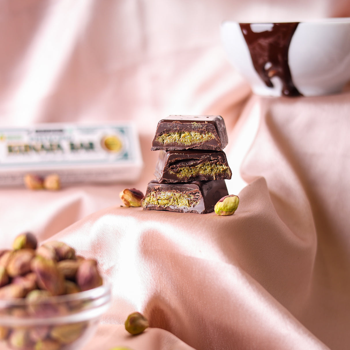 Urban Platter Pistachio Kunafa Bar, 50g (Kunafa Chocolate Bar | Plant-Based | Middle Eastern inspired Rich Dessert)
