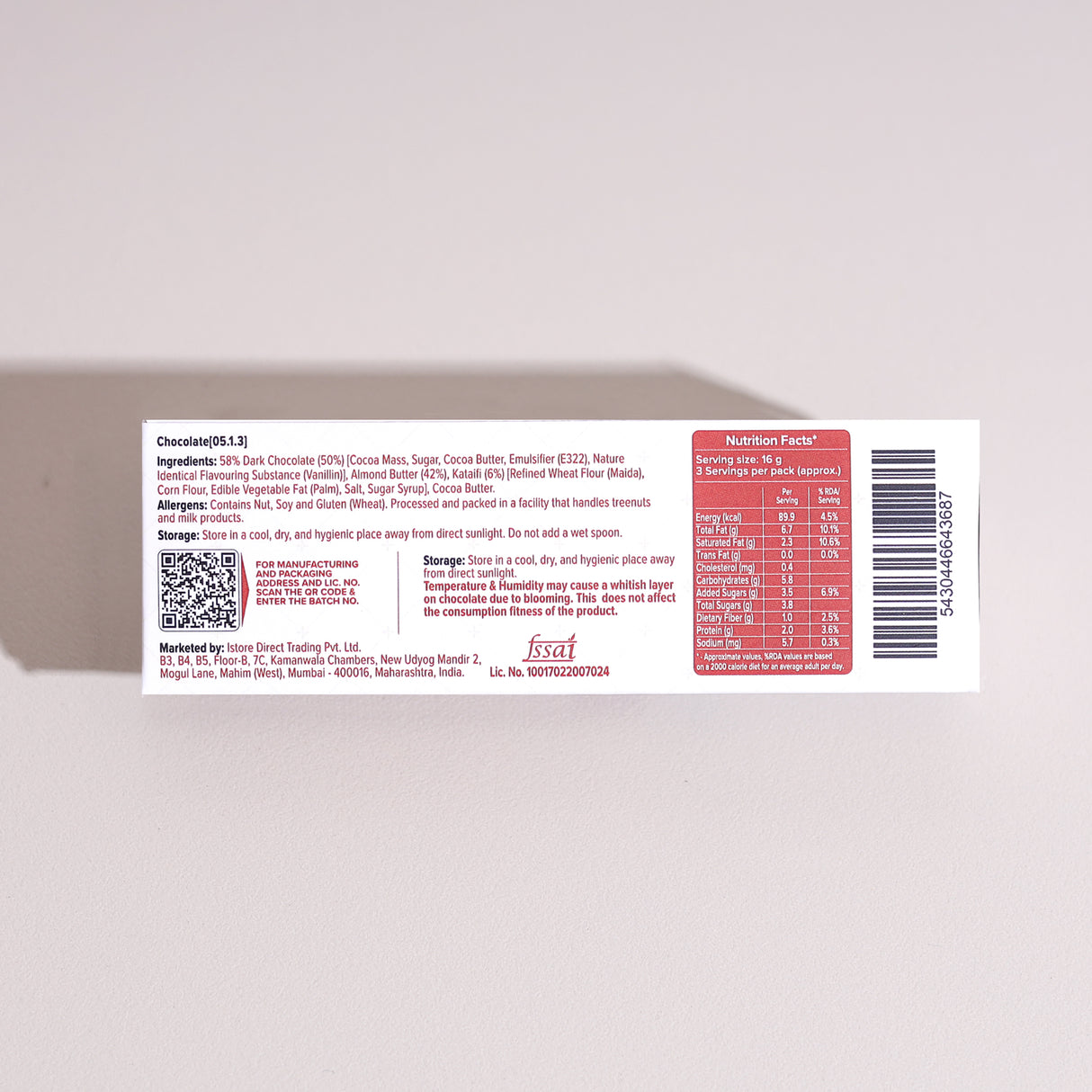 Urban Platter Amond Kunafa Bar, 50g (Middle Eastern Inspired Chocolate Bar Filled with Almond Butter & Kataifi, 58% Belgian Chocolate, Plant-Based)