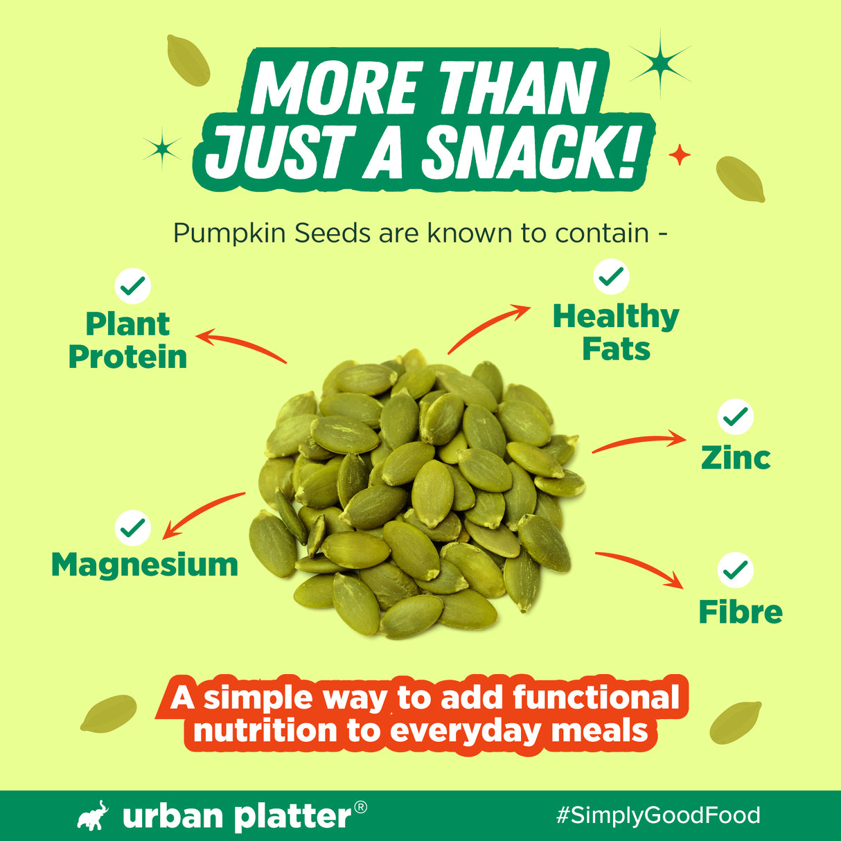 Urban Platter Pumpkin Seeds, 500g (Pepitas, Naturally Rich in Protein & Healthy Fats, Snack, Sprinkle & Bake)