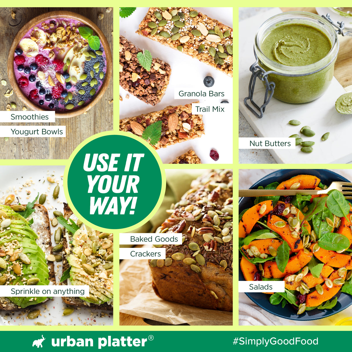 Urban Platter Pumpkin Seeds, 1kg (Pepitas, Naturally Rich in Protein & Healthy Fats, Snack, Sprinkle & Bake)