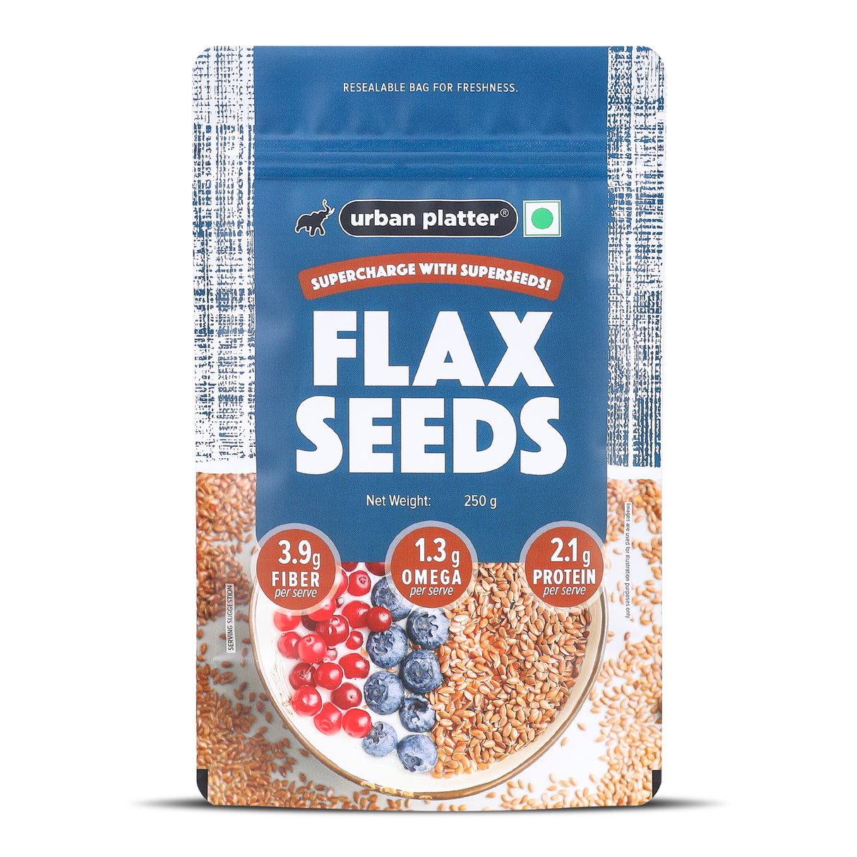 Urban Platter Flax Seeds, 250g (Alsi | Heart-Healthy | Protein and Fiber Rich | Use in salads | After meal Digestive)