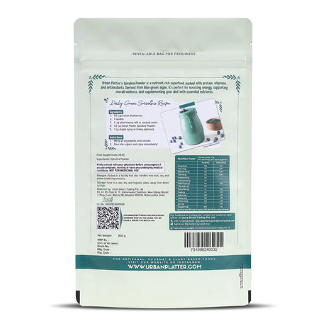 Urban Platter Pure Spirulina Powder, 300g [All-natural and Mineral-rich Detoxifying Supplement]