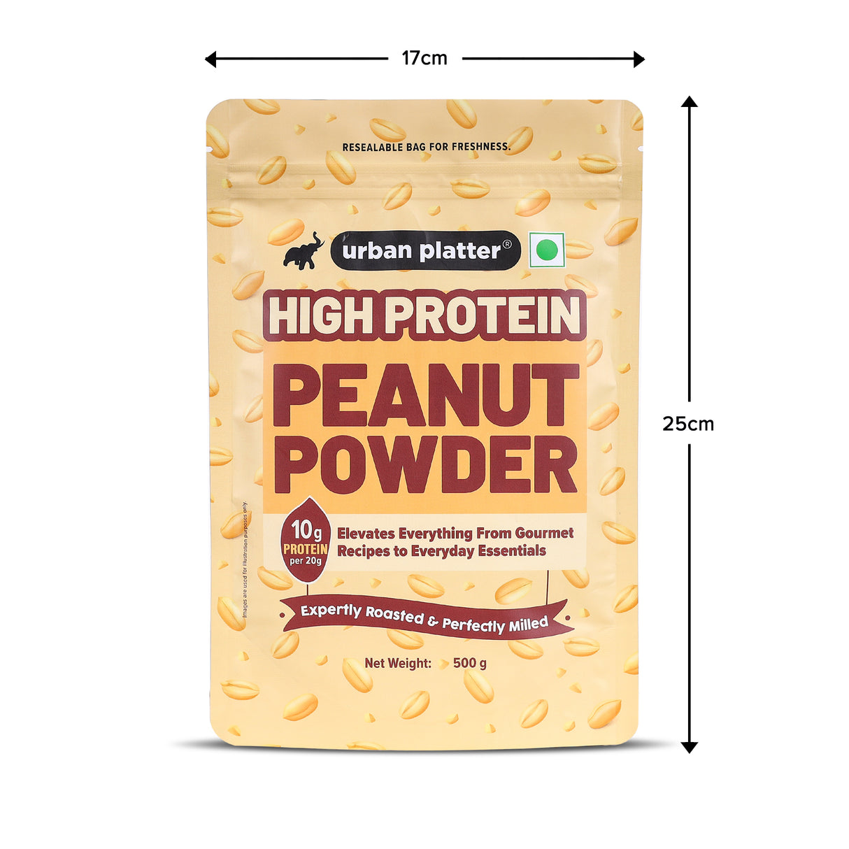 Urban Platter High Protein Peanut Powder, 500g (Plant-Based Protein, Low Fat, Ideal for Protein Additions to your Daily Meals)