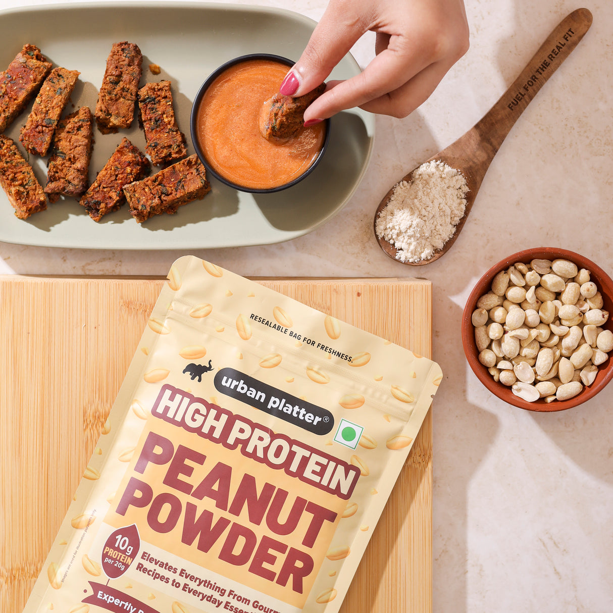 Urban Platter High Protein Peanut Powder, 500g (Plant-Based Protein, Low Fat, Ideal for Protein Additions to your Daily Meals)