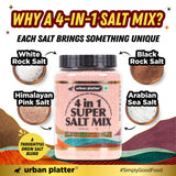 Urban Platter 4 in 1 Super Salt Mix, 1kg (Pink Himalayan Salt, White Rock Salt, Black Salt & Arabian Sea Salt | Signature Blend of Origin Salts | Everyday Cooking Essential)