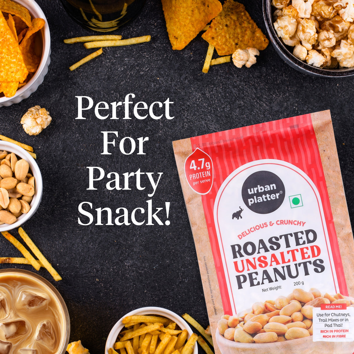 Urban Platter Roasted Unsalted Peanuts, 200g (Skin Removed | Vacuum Packed | Product of Bharuch | Oil-Free)