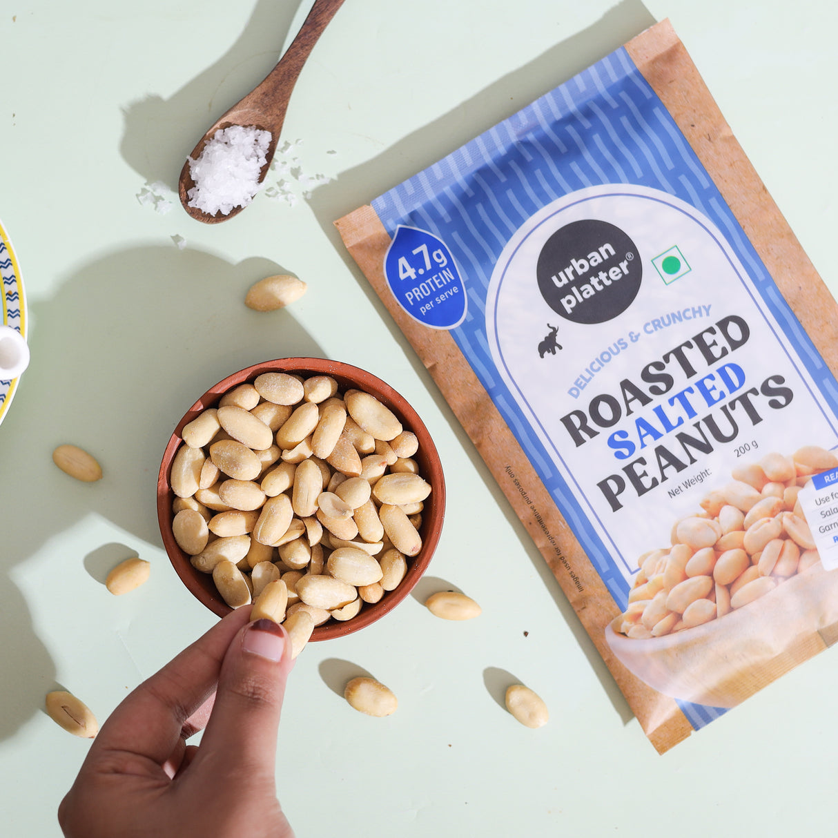 Urban Platter Roasted Salted Peanuts, 200g (Skin Removed | Vacuum Packed | Product of Bharuch | Oil-Free)