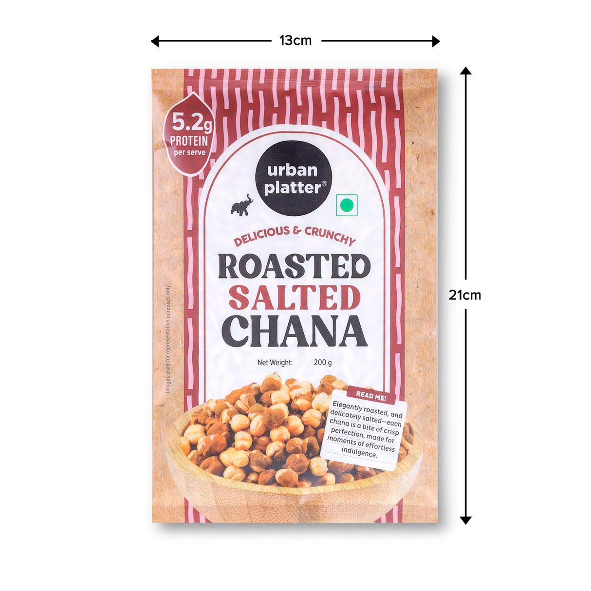 Urban Platter Roasted Salted Chana, 200g (With Skin | Vacuum Packed | Protein-packed Healthy Snacking)
