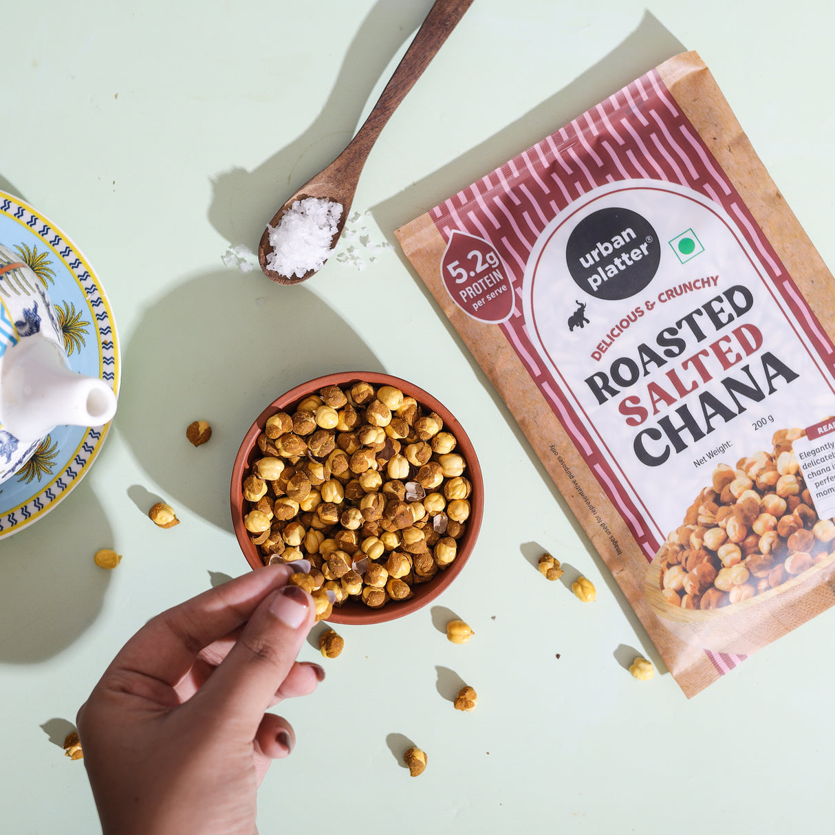 Urban Platter Roasted Salted Chana, 200g (With Skin | Vacuum Packed | Protein-packed Healthy Snacking)