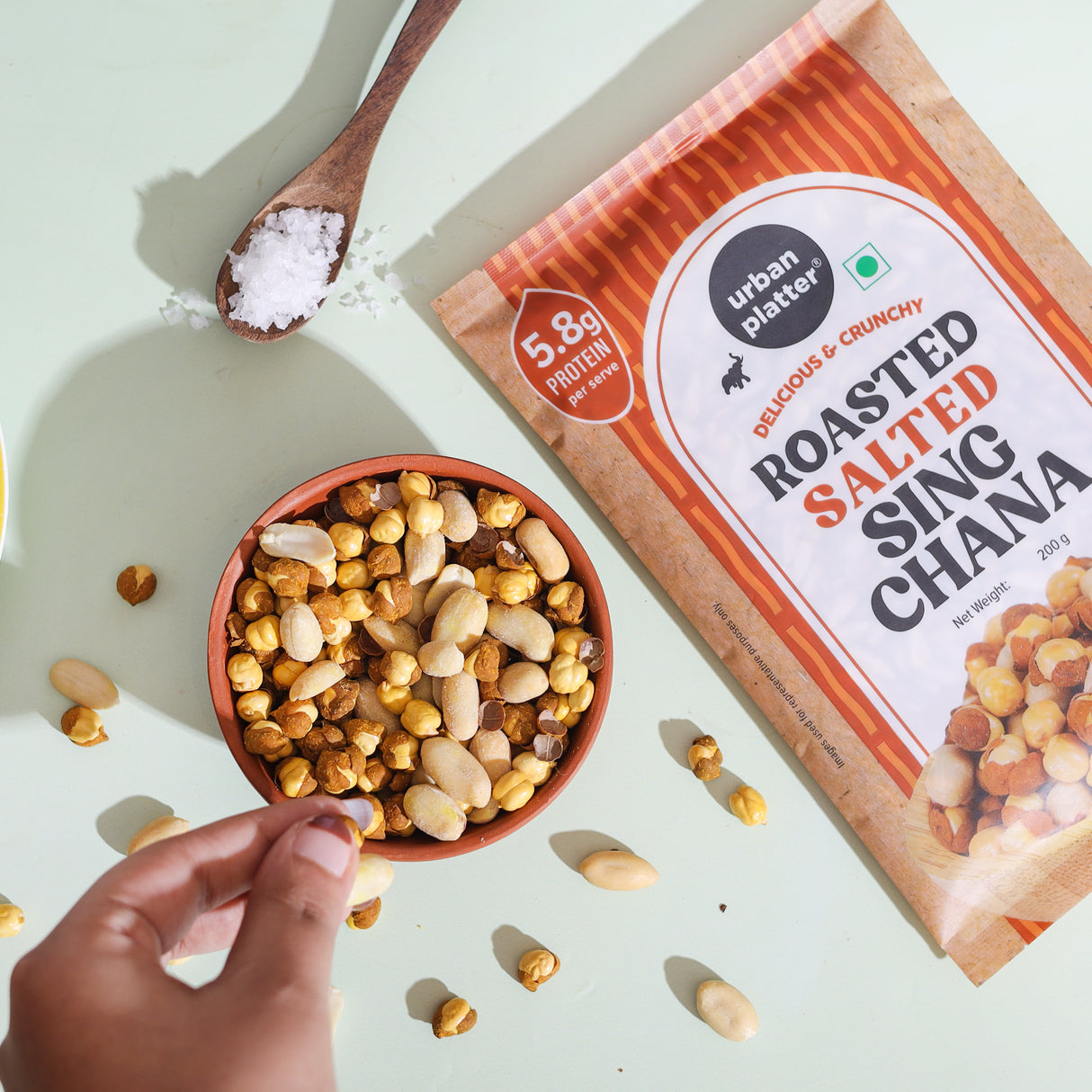 Urban Platter Roasted Salted Sing Chana, 200g (The OG Indian Protein-rich Healthy Snack | Vacuum Packed)
