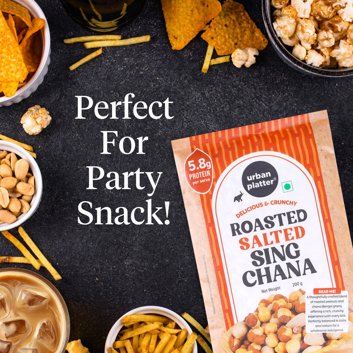 Urban Platter Roasted Salted Sing Chana, 200g (The OG Indian Protein-rich Healthy Snack | Vacuum Packed)