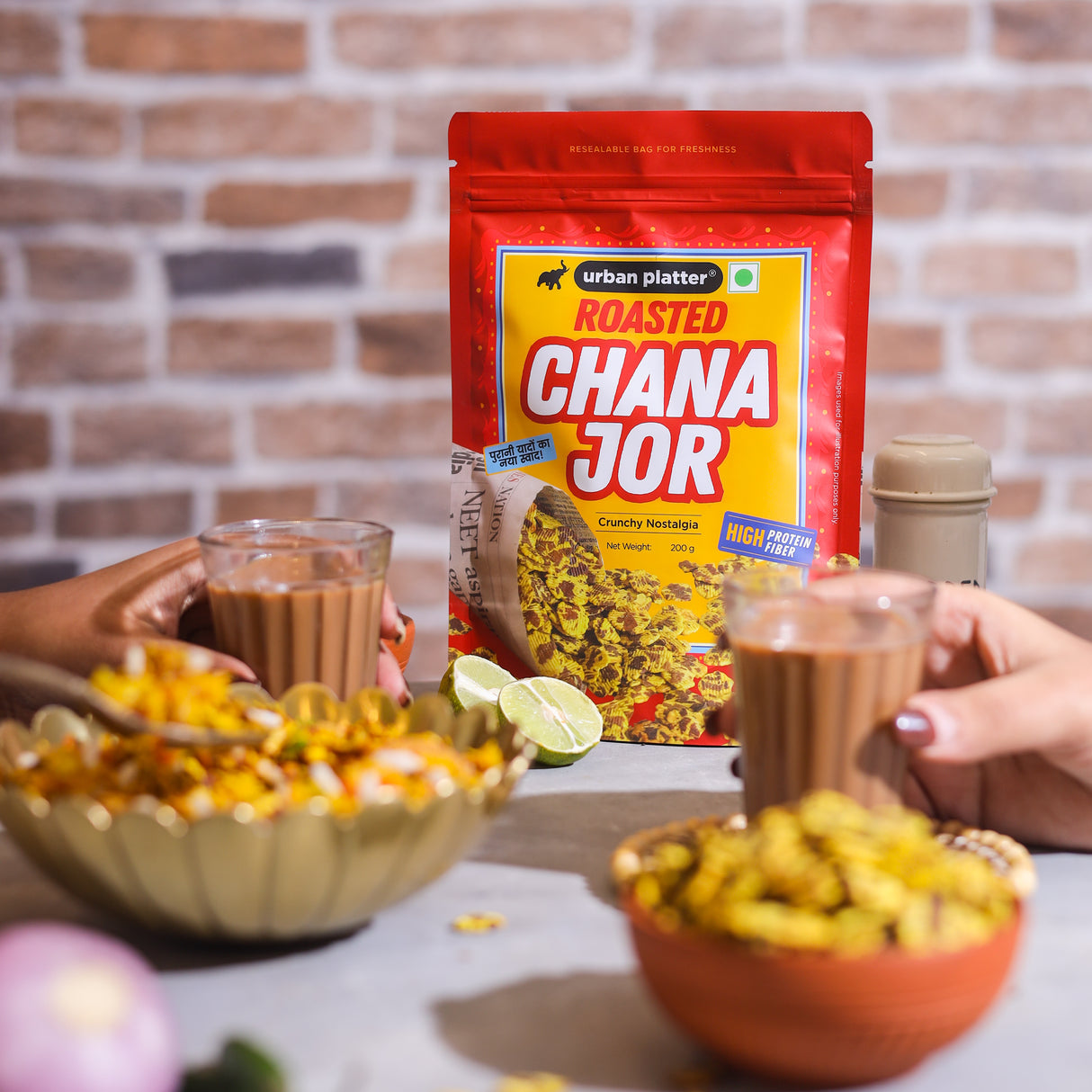 Urban Platter Roasted Chana Jor, 200g (High Protein, High Fiber, Palm-Oil Free | Non Fried Nostalgic Indian Snack | Flattened Whole Bengal Gram)