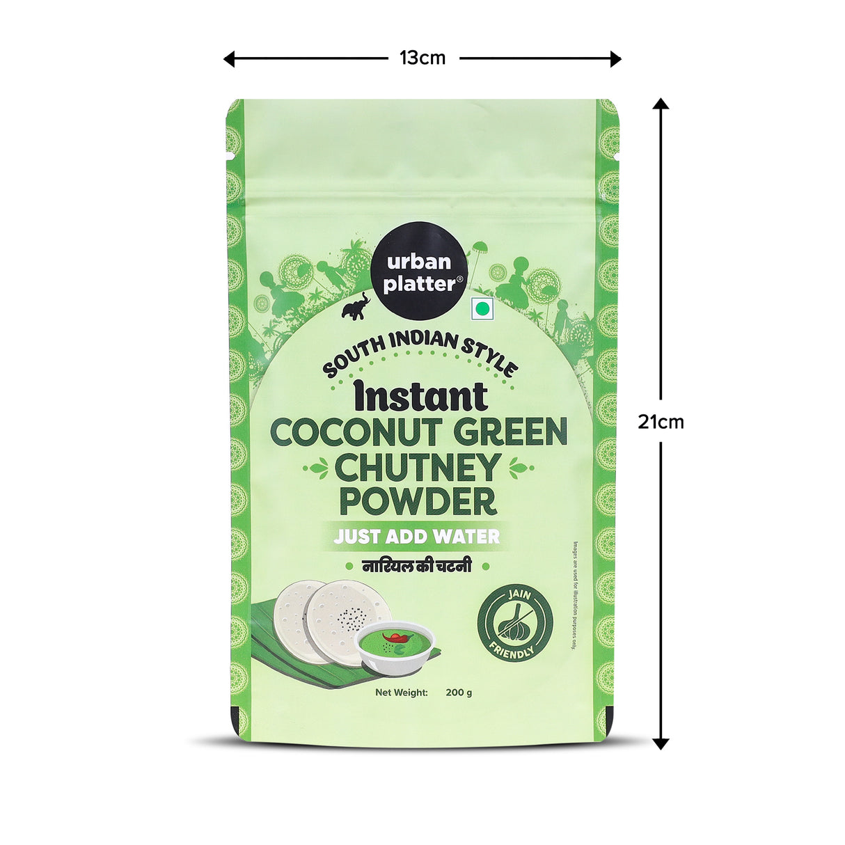 Urban Platter South Indian Style Instant Coconut Green Chutney Powder, 200g [Nariyal ki Chutney, Just Add Water]