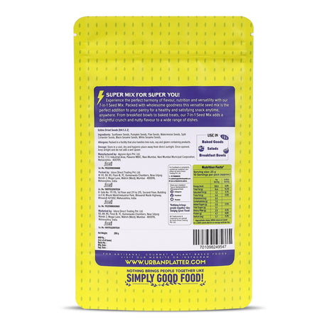 Urban Platter Unroasted 7-in-1 Super Seed Mix, 250g (High Protein & Fiber | Pumpkin, Sunflower, Watermelon, Split Coriander, White & Black Sesame & Flax Seed Blend | Raw & Ready-to-Eat Superfood Snack)