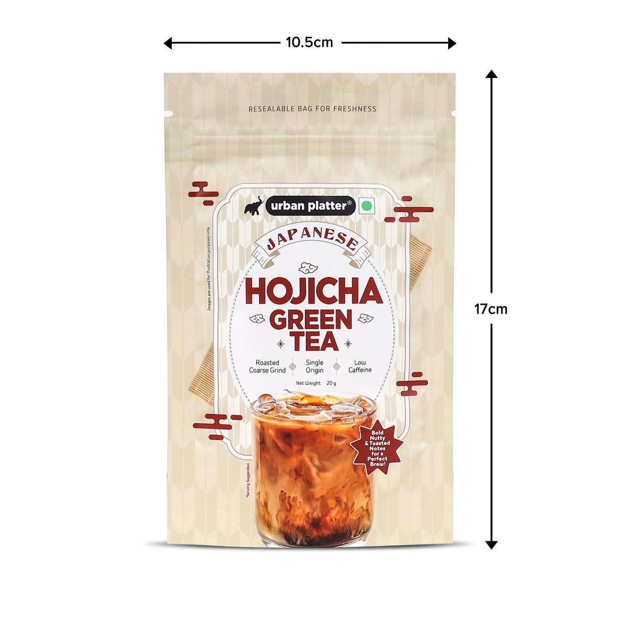 Urban Platter Japanese Hojicha Green Tea, 20g (Low Caffeine, Roasted Green tea, Coarsely Ground for the perfect brew.)