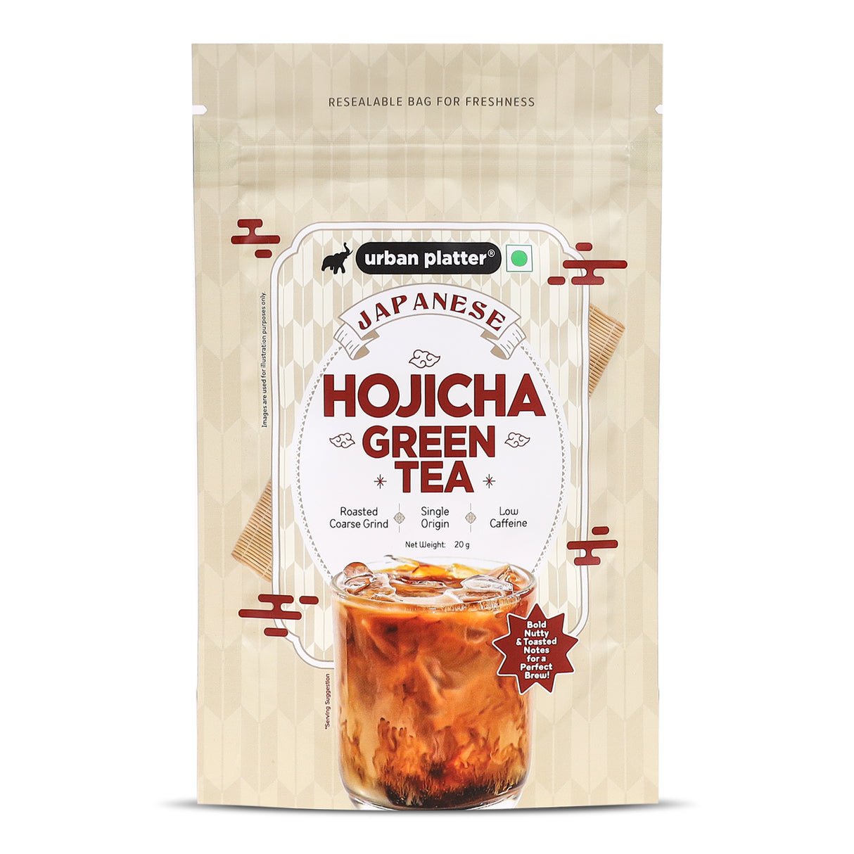 Urban Platter Japanese Hojicha Green Tea, 20g (Low Caffeine, Roasted Green tea, Coarsely Ground for the perfect brew.)