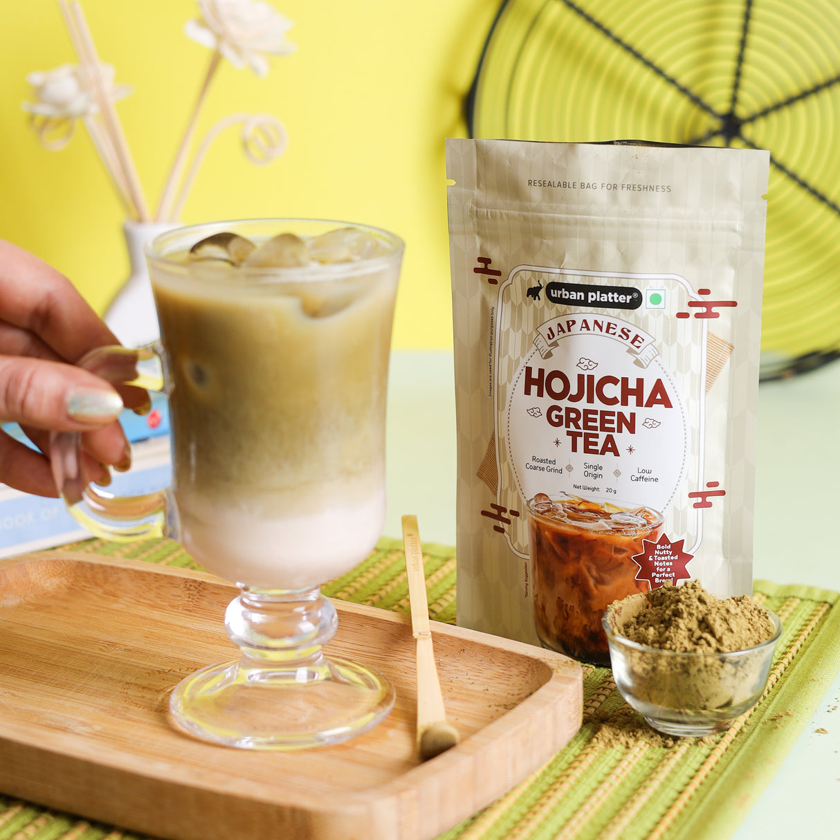 Urban Platter Japanese Hojicha Green Tea, 20g (Low Caffeine, Roasted Green tea, Coarsely Ground for the perfect brew.)