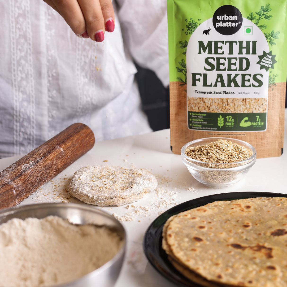 Urban Platter Methi Seed Flakes, 100g  (Fenugreek Seed Flakes for improved digestion, reduced bloating, and everyday gut wellness)