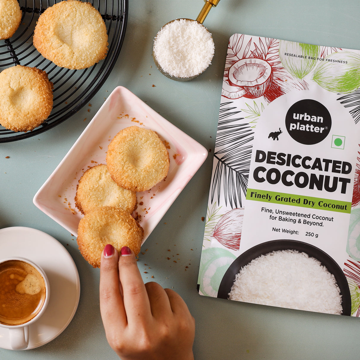 Urban Platter Desiccated Coconut, 250g (Unsweetened & Finely Shredded)