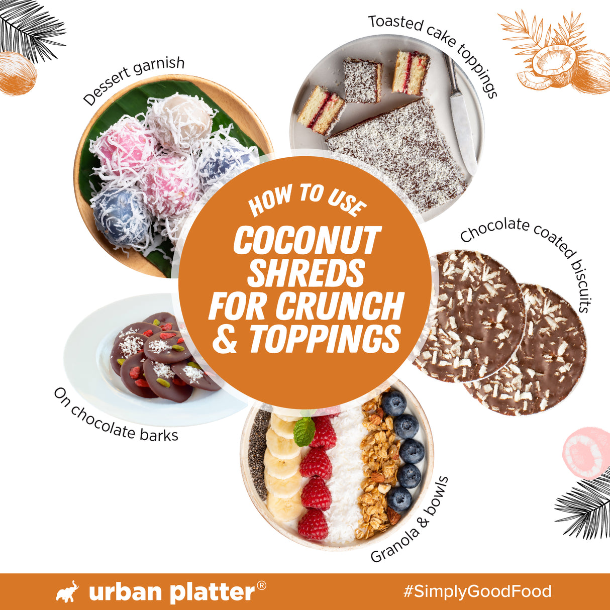 Urban Platter Dried Coconut Shreds, 500g (Long Flakes | Unsweetened | For Toppings, Baking & Snacking)