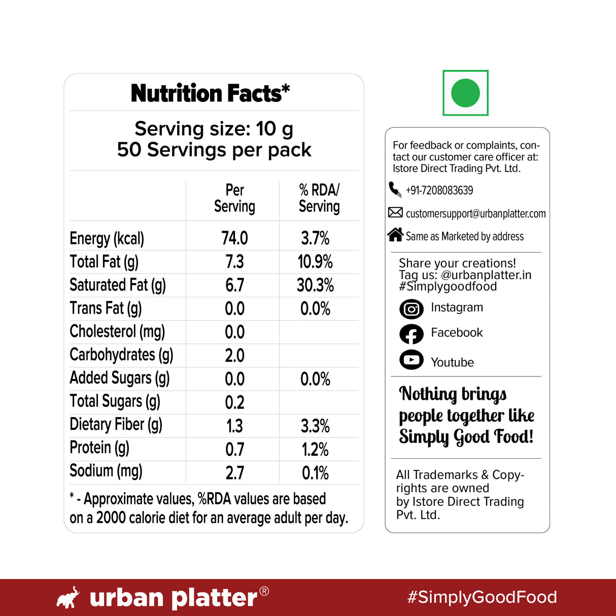 Urban Platter Desiccated Coconut, 500g (Unsweetened and Finely Grated, Ideal for Baking & Confectionery)