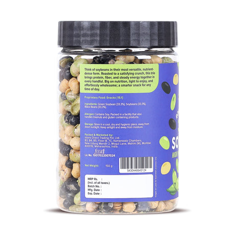 Urban Platter Roasted Salted 3-in-1 Soybean, 150g (46% Protein, 17% Fiber, Lightly Salted Green Edamame, Black & White Soybean, Highest Plant Protein Supersnack)