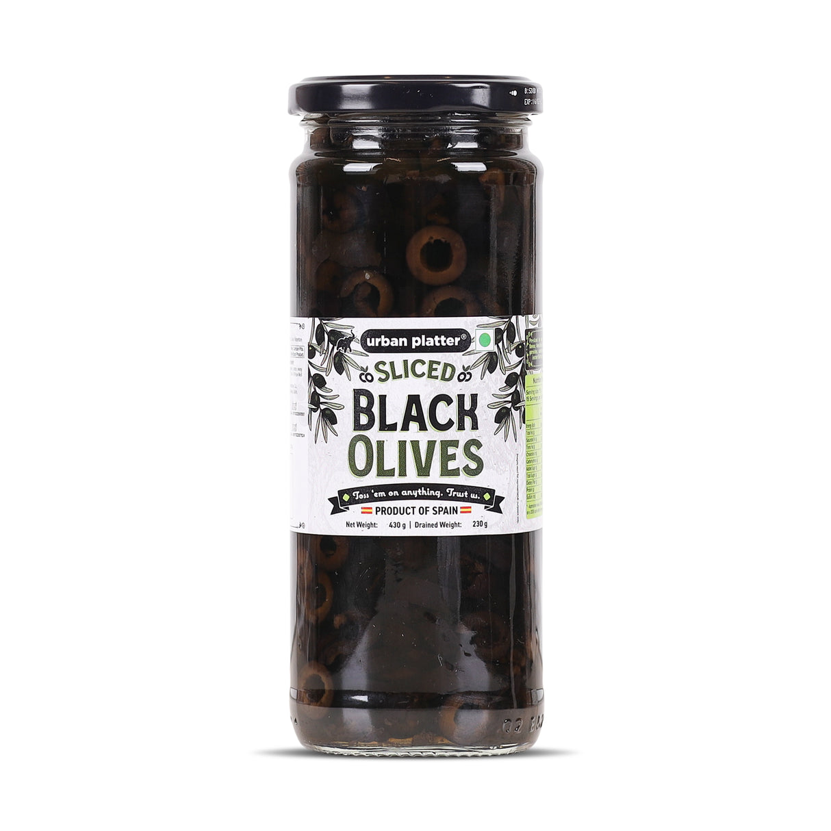Urban Platter Sliced Black Spanish Olives, 430g (Bold, Savoury Mediterranean Flavour | Perfect for Pizzas, Pastas, Nachos & Salads)