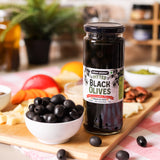 Urban Platter Pitted Black Spanish Olives, 430g  (Whole & Seedless | Rich Mediterranean Taste | Ideal for Pizzas, Salads, Pasta & Snacking)
