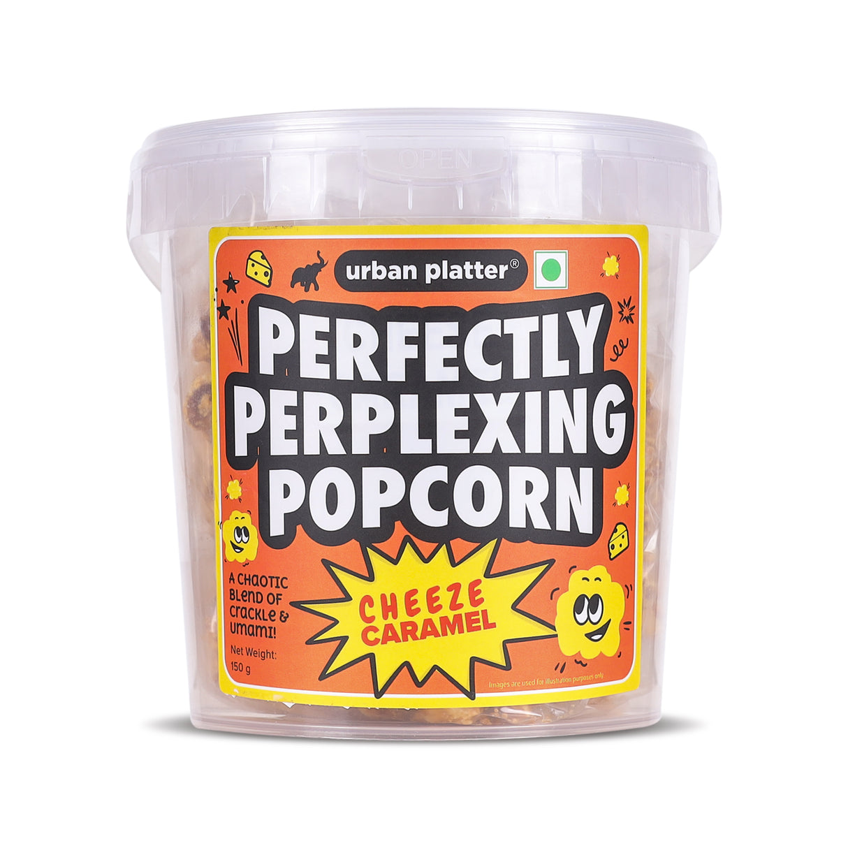 Urban Platter Perfectly Perplexing Popcorn - Cheeze Caramel, 150g (Tub of Caramel Popcorn with Umami Cheeze, Ready to eat snack)