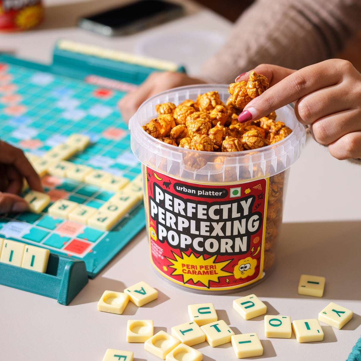 Urban Platter Perfectly Perplexing Popcorn - Peri Peri Caramel, 150g (Tub of Caramel Popcorn with Tangy Peri Peri Spice, Ready to eat snack)