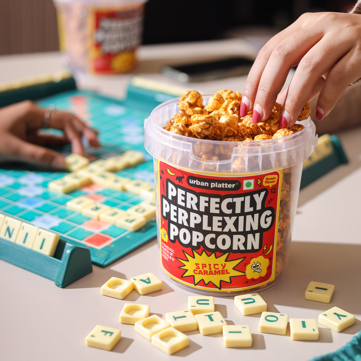 Urban Platter Perfectly Perplexing Popcorn - Spicy Caramel, 150g (Tub of Caramel Popcorn with Bold Korean Style Spice, Ready to eat snack)