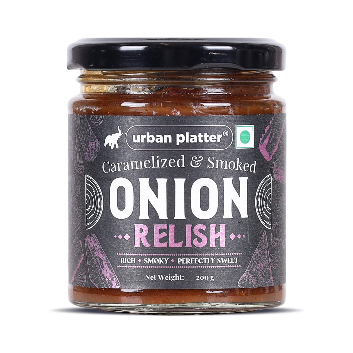 Urban Platter Caramelised & Smoked Onion Relish, 200g (Gourmet Spread, Savory-Sweet Flavour, Perfect for Sandwiches, Burgers, Cheese Boards & More)