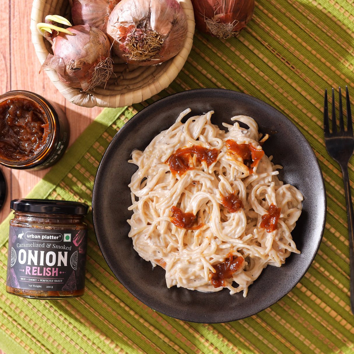 Urban Platter Caramelised & Smoked Onion Relish, 200g (Gourmet Spread, Savory-Sweet Flavour, Perfect for Sandwiches, Burgers, Cheese Boards & More)