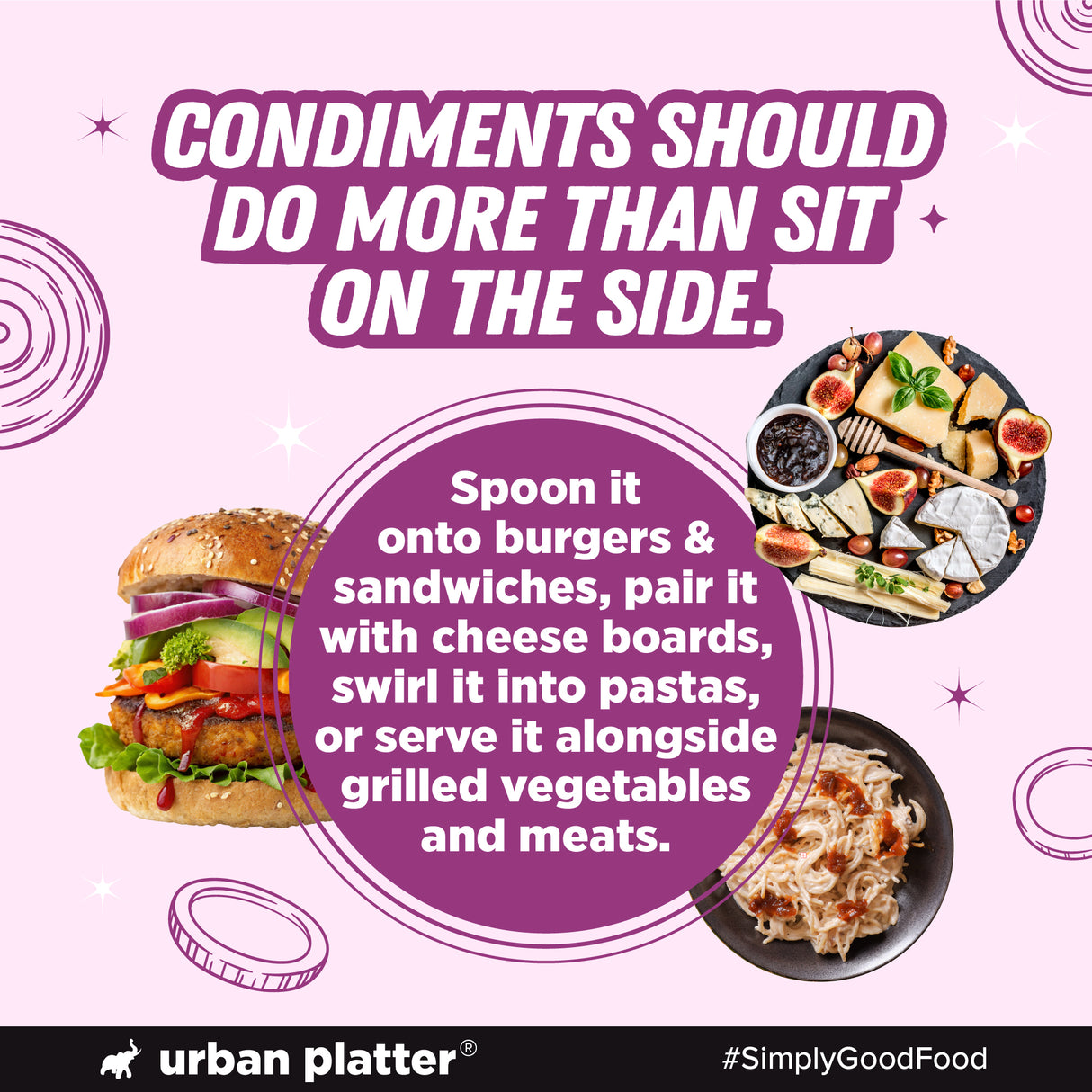 Urban Platter Caramelised & Smoked Onion Relish, 200g (Gourmet Spread, Savory-Sweet Flavour, Perfect for Sandwiches, Burgers, Cheese Boards & More)