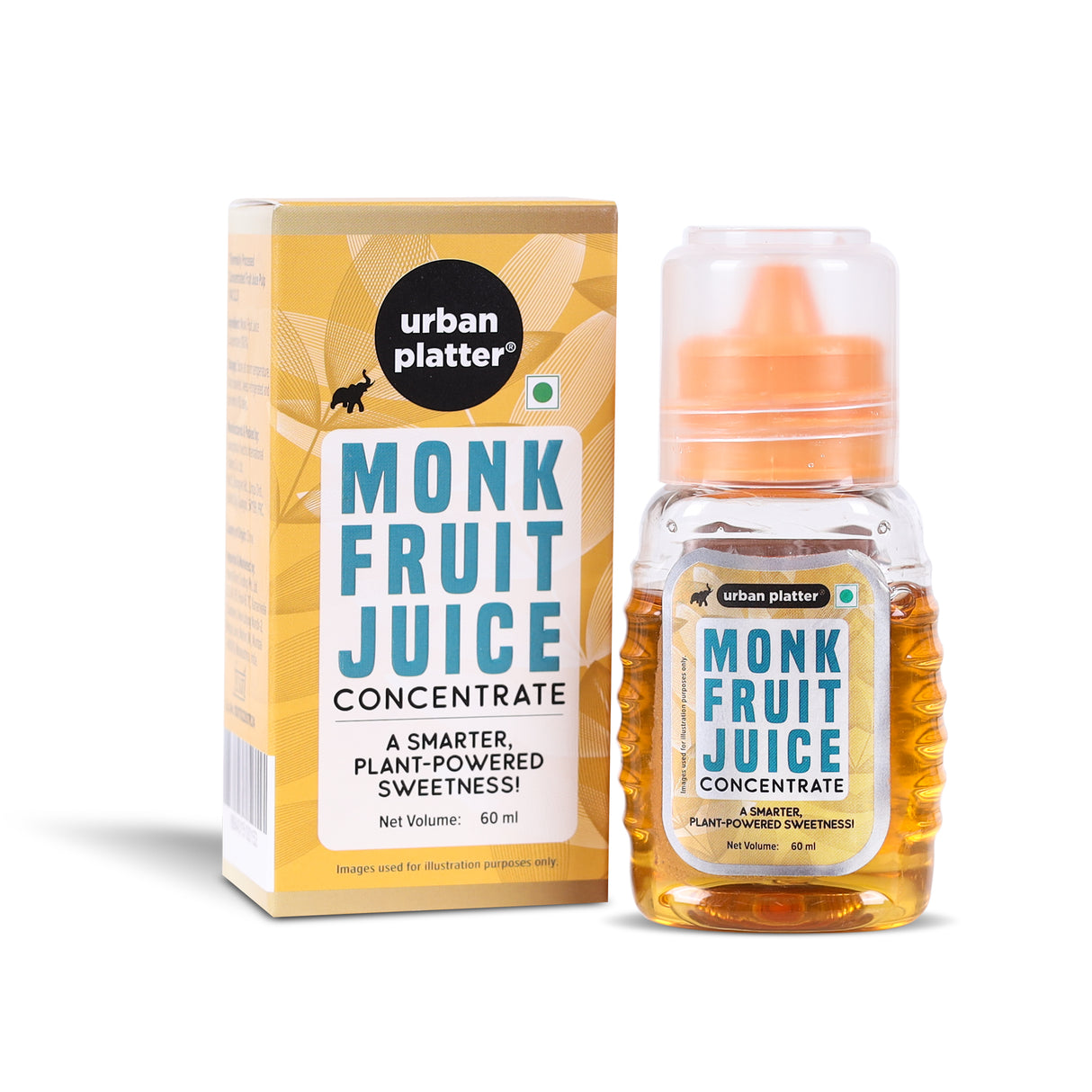 Urban Platter Monk Fruit Juice Concentrate 60ml ( 100% Fruit Based, Clean Label, No-Erythritol, Everyday Use Sweetener)