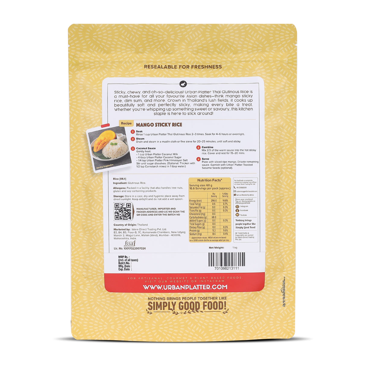 Urban Platter Thai Glutinous Rice, 1Kg - product image 2