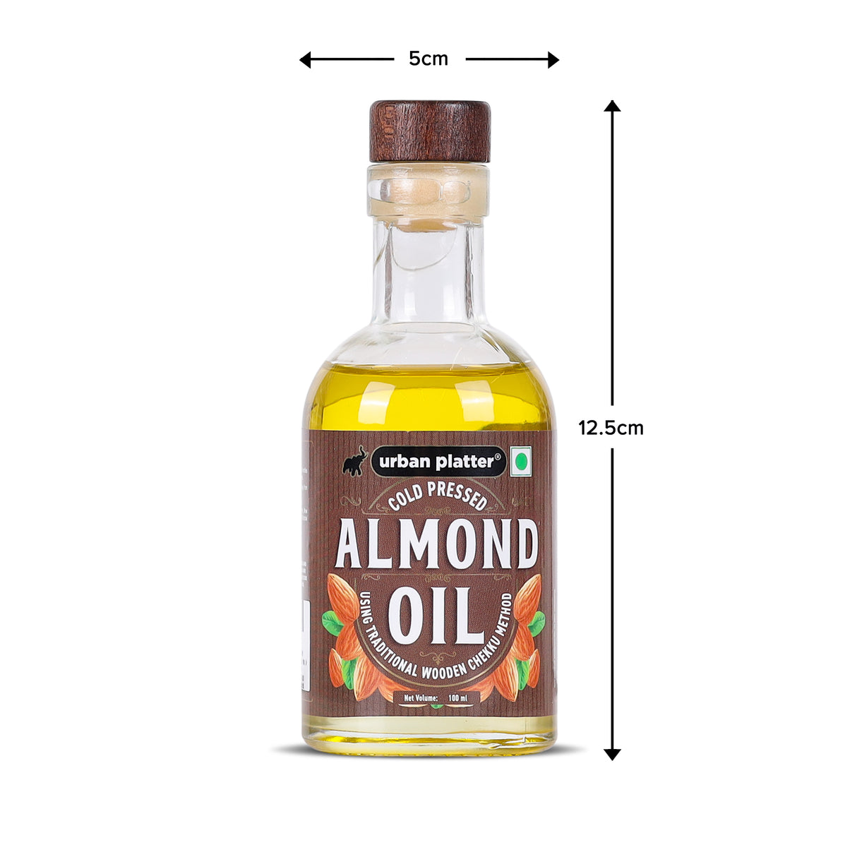 Urban Platter Cold Pressed Almond Oil, 100ml (Light Nutty Finishing Oil for Salads, Drizzling & Gourmet Baking)