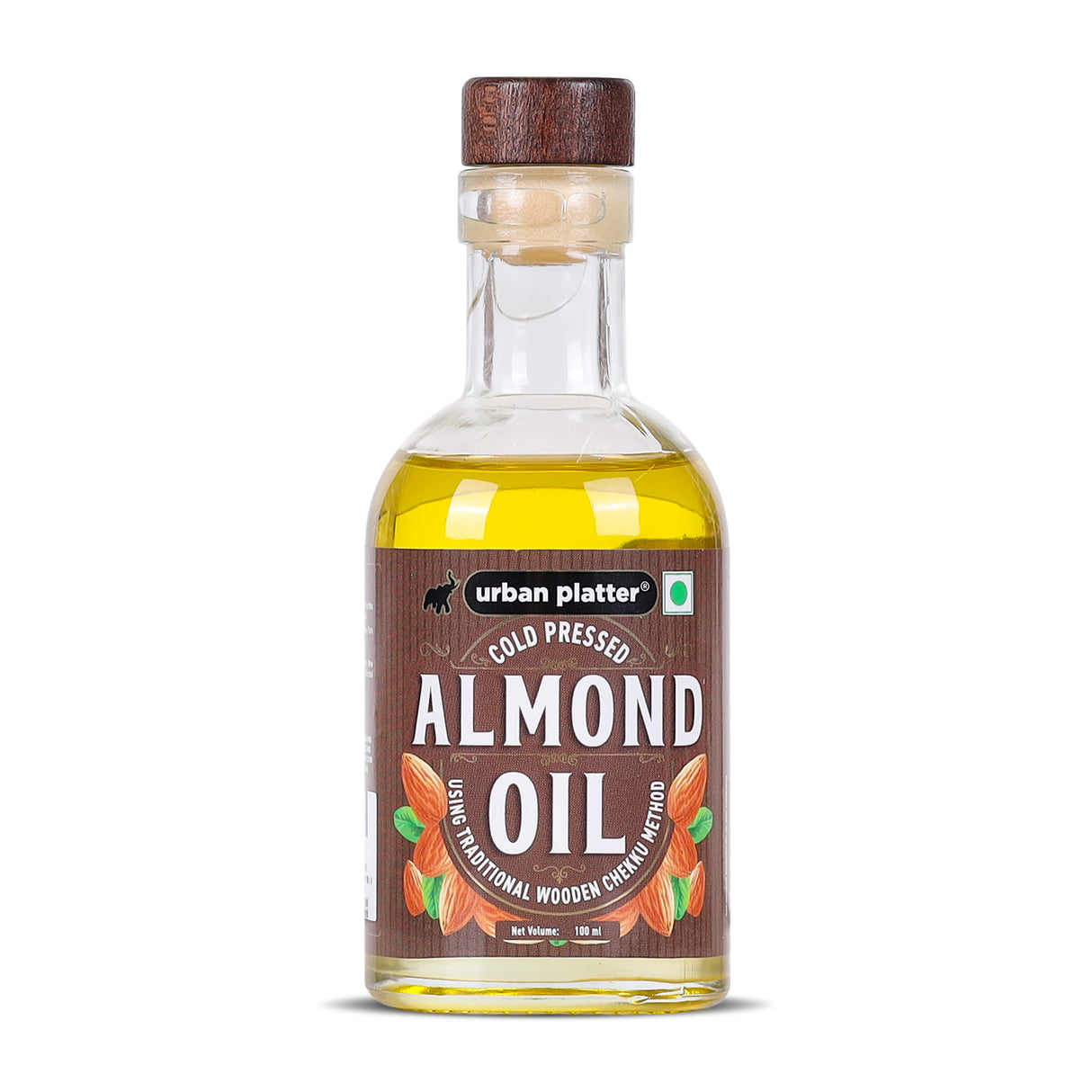 Urban Platter Cold Pressed Almond Oil, 100ml (Light Nutty Finishing Oil for Salads, Drizzling & Gourmet Baking)