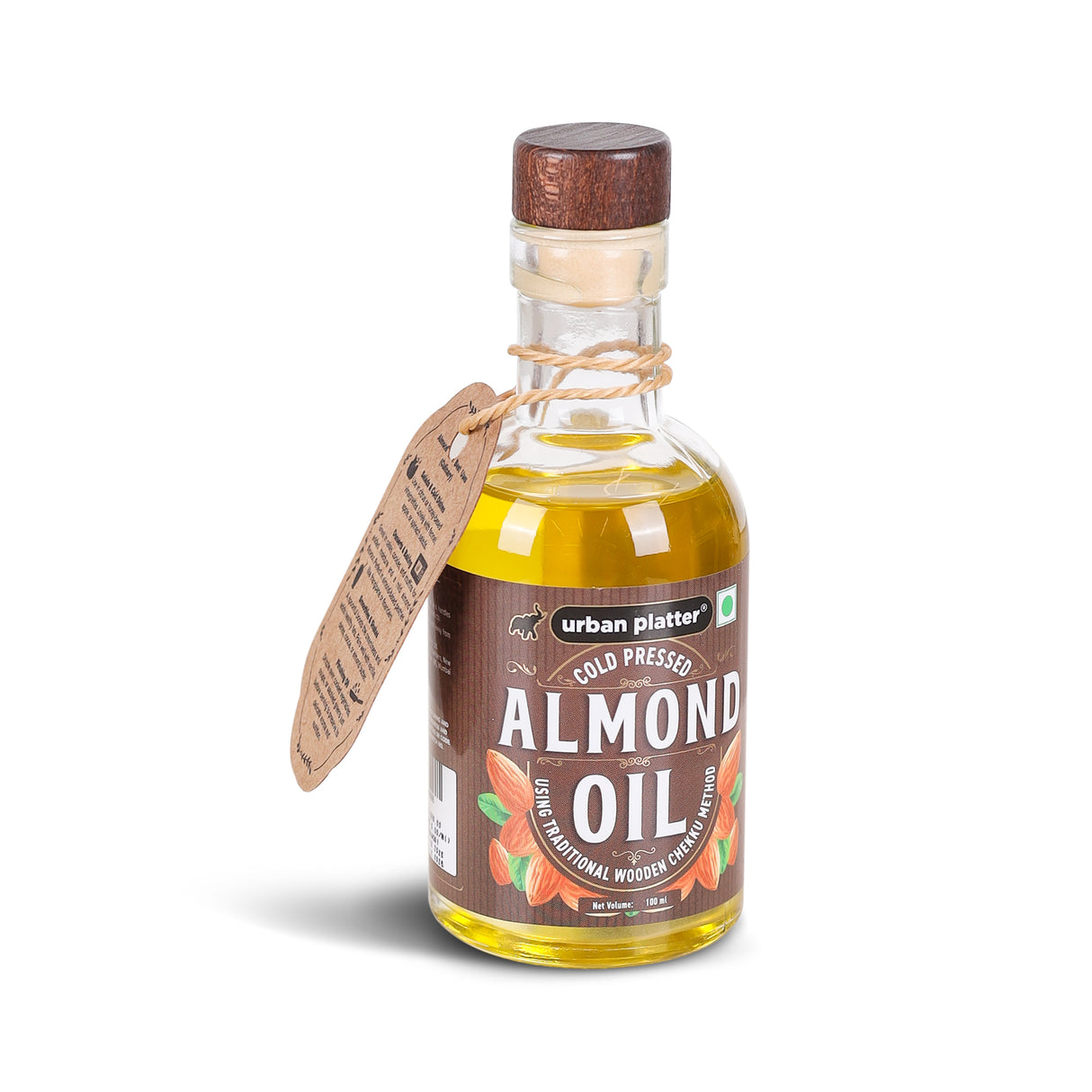 Urban Platter Cold Pressed Almond Oil, 100ml (Light Nutty Finishing Oil for Salads, Drizzling & Gourmet Baking)